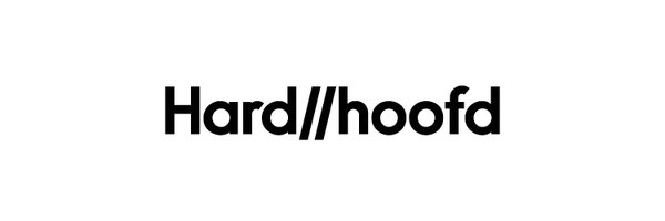 Hard//hoofd in zwarte letters