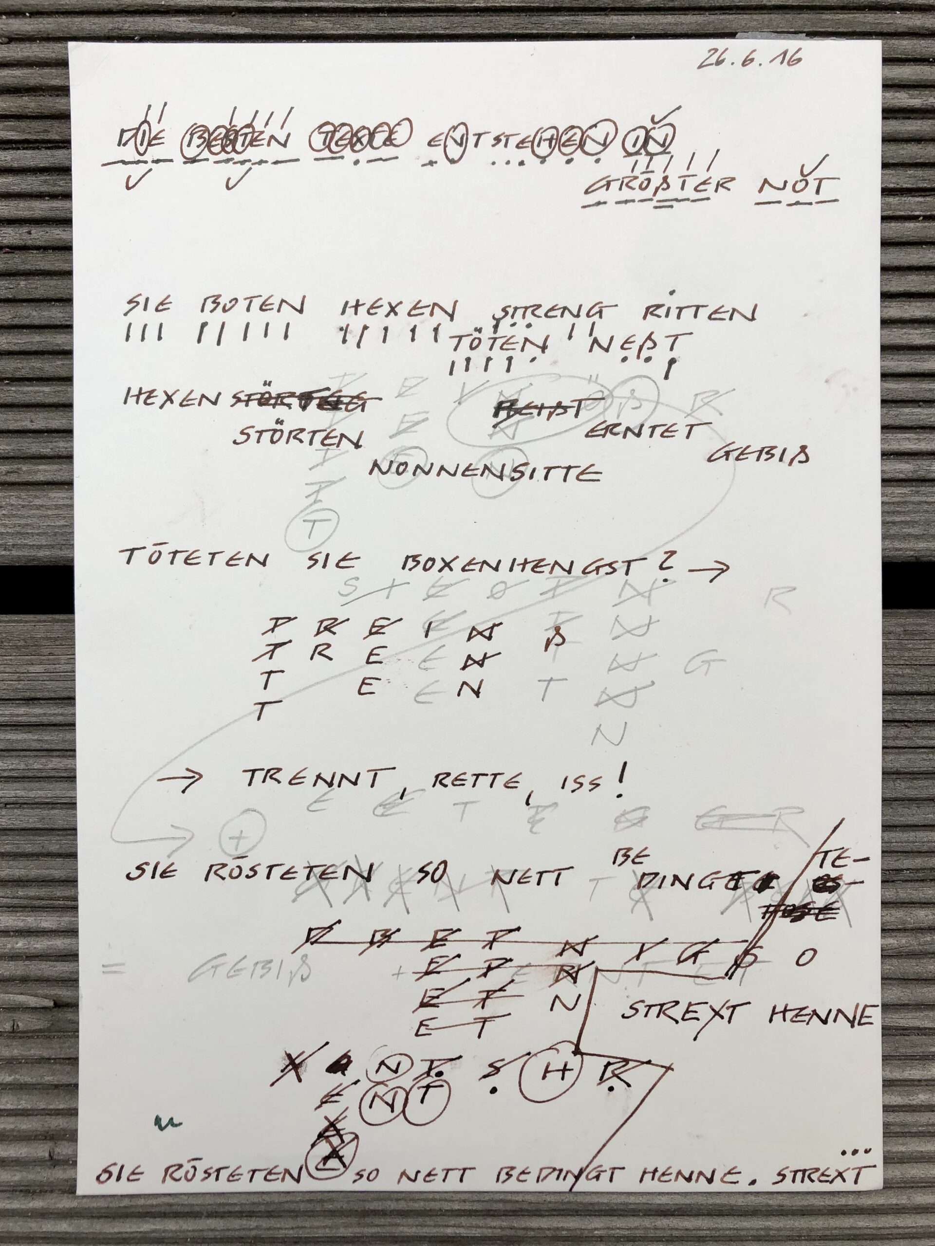 written words in black pen on paper