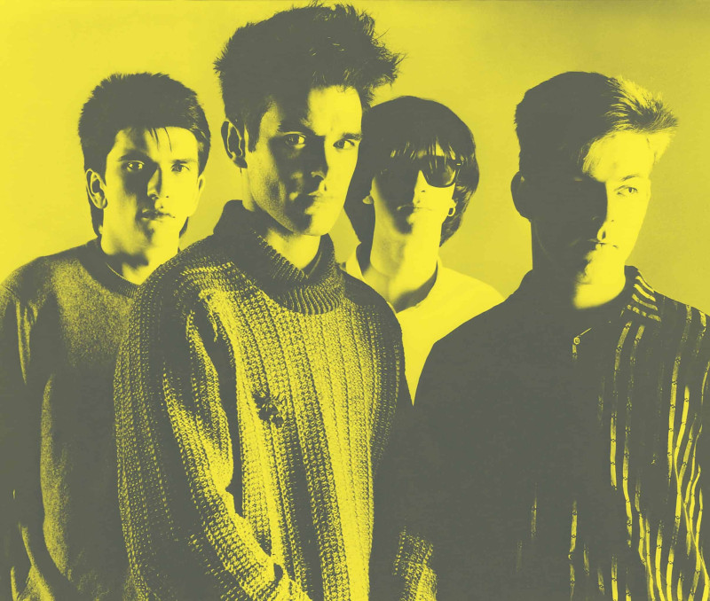 vier mannen op bandfoto